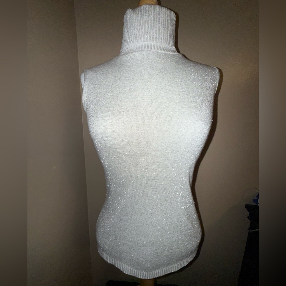 Sparkling Sleeveless Turtleneck Sweater